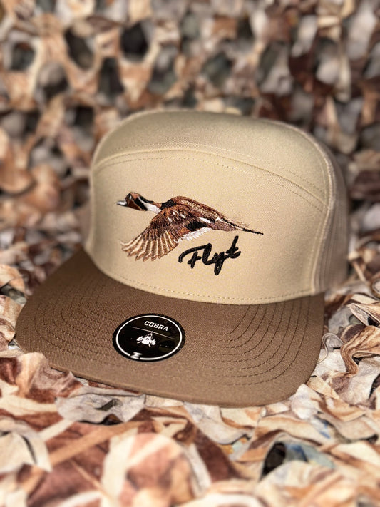 Brown and tan cap with pintail.